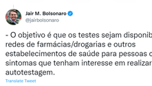 Bolsonaro defende autotestes para frear transmissão da Covid