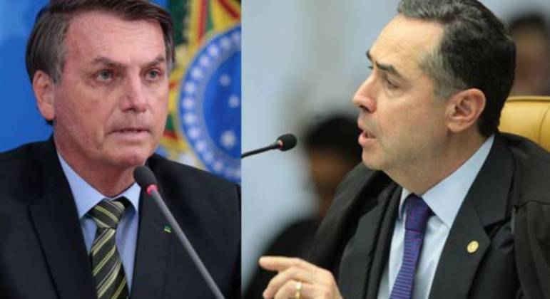 O presidente da República, Jair Bolsonaro, e o presidente do TSE, Luís Roberto Barroso
 