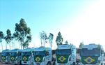 Caminhões com a bandeira do Brasil no evento deste sábado, em Brasília