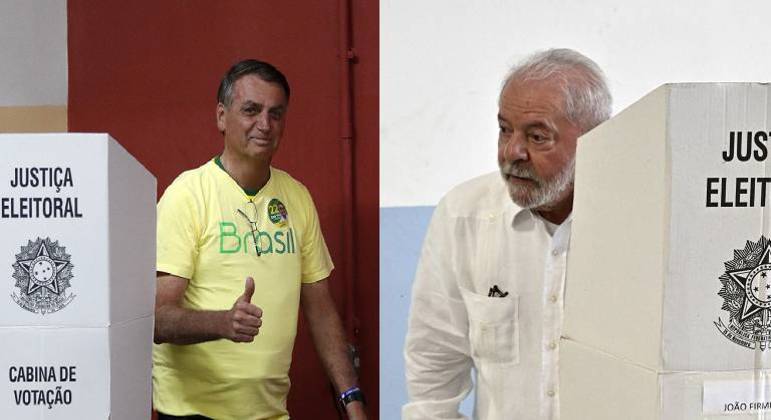 Bolsonaro e Lula durante votação do segundo turno