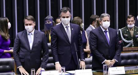 Na imagem, Bolsonaro, Pacheco e Lira