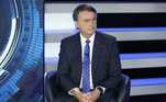 Bolsonaro no estúdio do Jornal da Record, em São Paulo