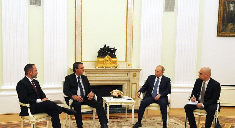 Bolsonaro se encontra com Putin em Moscou. Foto: Oficial Kremlin/PR