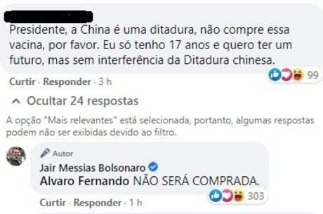 Bolsonaro responde seguidor
