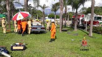Motorista morre após bater com o carro em palmeira em frente a clube (CBMDF/Divulgação - 02.12.2022)