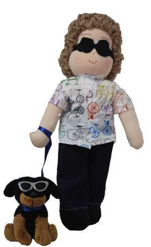 Boneco cego com cão-guia