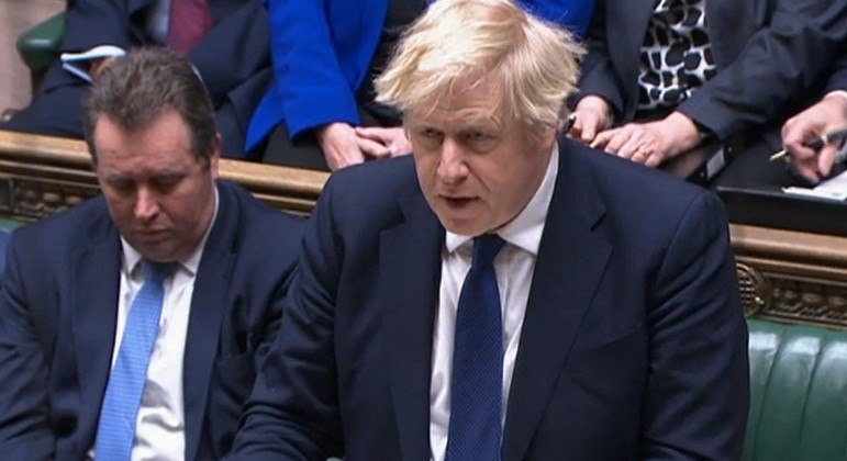 Primeiro-ministro Boris Johnson em sessão no Parlamento britânico