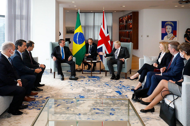  Presidente da República Jair Bolsonaro, durante encontro com o Primeiro Ministro do Reino Unido, Boris Johnson.