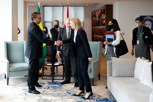  Presidente da República Jair Bolsonaro, durante encontro com o Primeiro Ministro do Reino Unido, Boris Johnson.