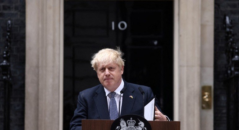 Boris Johnson na quinta-feira (7) da semana passada, quando anunciou sua renúncia