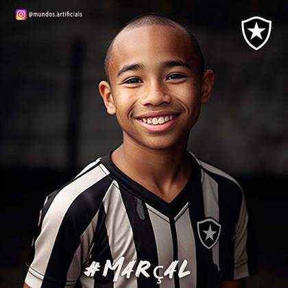 Botafogo: versão criança de Marçal, criada com auxílio de inteligência artificial.
