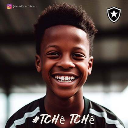 Botafogo: versão criança de Tchê Tchê, criada com auxílio de inteligência artificial.