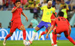Neymar tenta passar pela marcação da Coreia do Sul 
