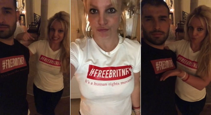 Noivo de Britney mostrou os dois usando camisetas do movimento #FreeBritney