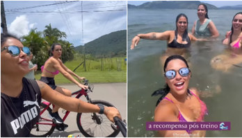 Bruna Biancardi treina com amigas e aproveita banho de mar (Reprodução/Instagram/@brunabiancardi)