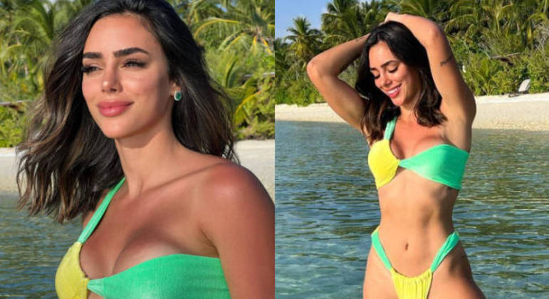 Bruna Biancardi, ex-namorada de Neymar, publicou algumas fotos com um biquíni superestiloso e diferentão um dia antes do terceiro jogo do Brasil na Copa do Mundo. Ela curtiu uma viagem para as Maldivas e encheu o Instagram de cliques dos passeios. 
