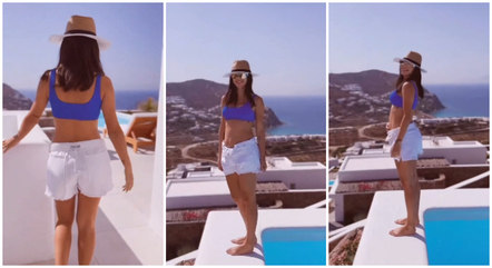 Bruna Biancardi mostra vista paradisíaca de hotel na Grécia
