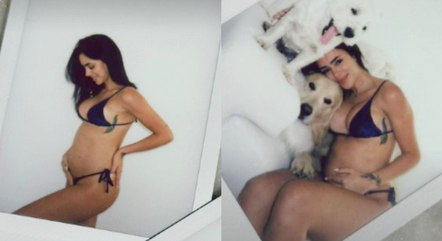 Bruna Biancardi posa com barriguinha de grávida saliente  