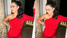 Bruna Biancardi surge poderosa de vestido vermelho e mostra barriguinha: 'Eu e Mavie prontinhas'