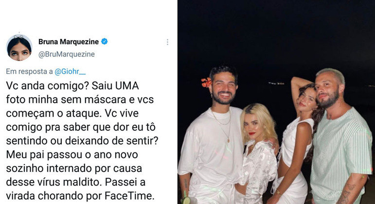 Em postagem no Twitter, Bruna diz que passou o Réveillon chorando, mas seguidores não acreditaram 