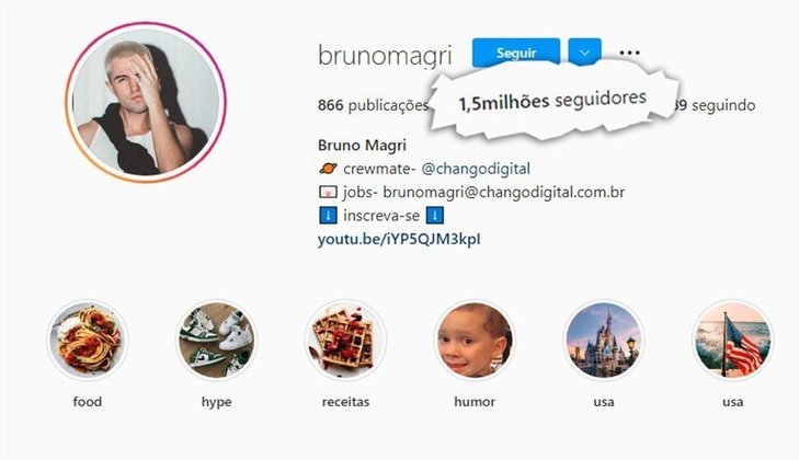 Bruno Magri é paulista e fará 24 anos no próximo dia 26. Também famoso nas redes sociais, ele tem mais de 1,5 milhão de seguidores no Instagram, além de quase 570 mil inscritos em seu canal no Youtube. 