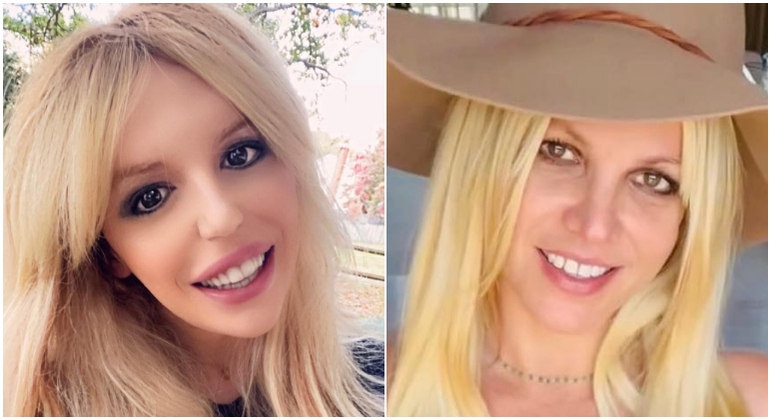 Bryan Ray (foto à esq.) fez cerca de cem procedimento para ficar igual a Britney Spears (à dir.)