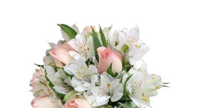 Buquê de astromélias rosa e branco