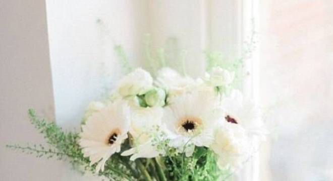 Buquê delicado formado com flores de gérbera branca