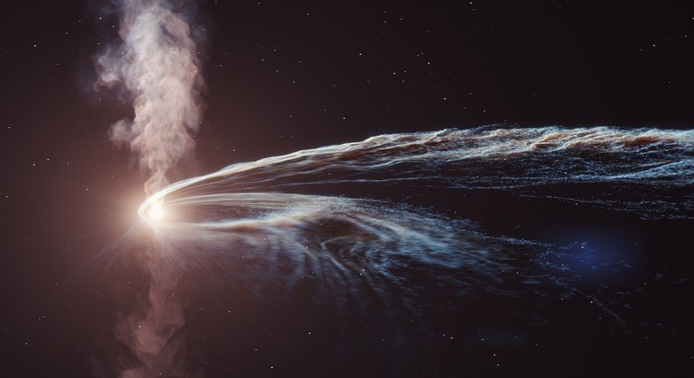 O buraco negro supermassivo expeliu partes da estrela três anos depois