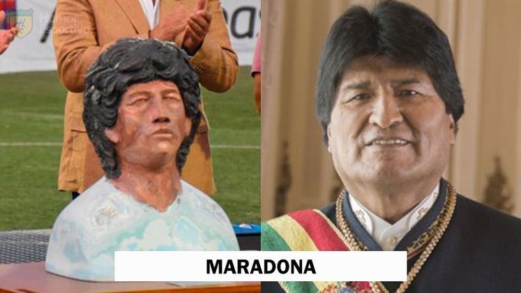 Busto de Maradona acabou sendo comparado a Evo Morales, ex-presidente da Bolívia.