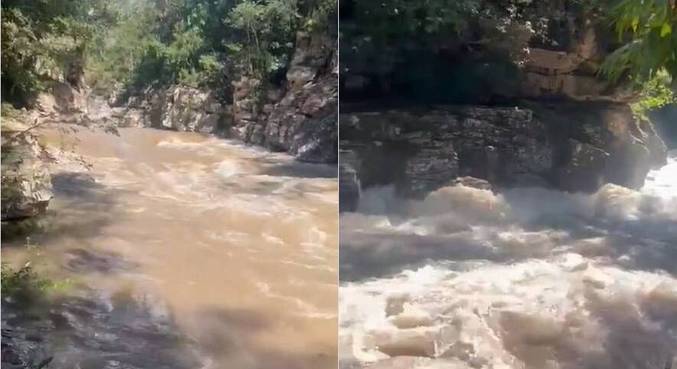 Turistas estavam se banhando na cachoeira Raizama durante a tarde