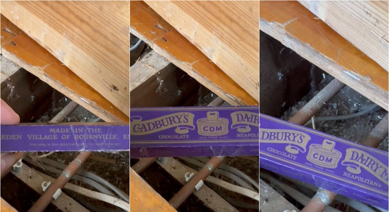 Caixa de chocolate estava embaixo do piso do banheiro de uma casa centenária no Reino Unido