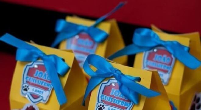Caixinha surpresa usada como Kit festa patrulha canina