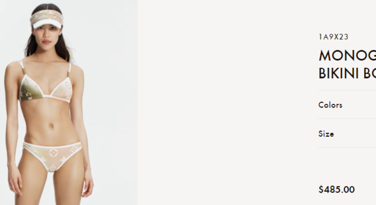 A calcinha do biquíni, da marca Louis Vuitton