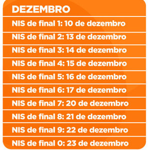 Calendário de pagamentos do benefício