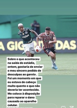 Mensagem de Calleri no Instagram