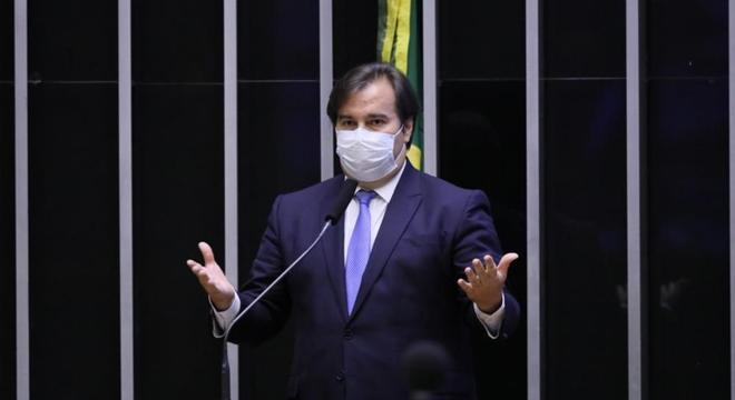 O presidente da Câmara, Rodrigo Maia, durante votação remota