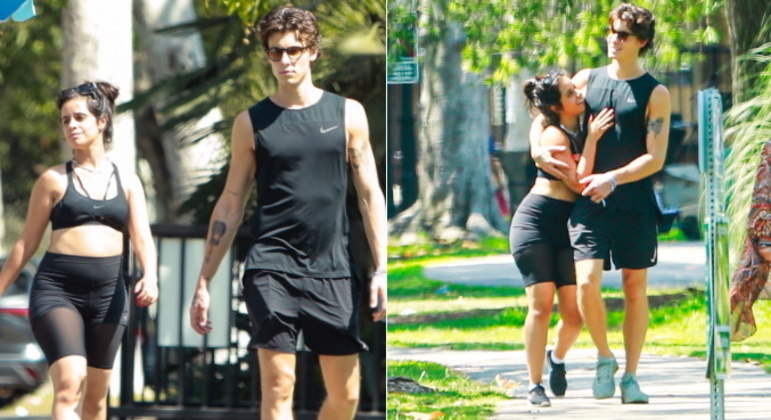 Camila Cabello e Shawn Mendes foram fotografados enquanto se exercitavam em um parque de Beverly Hills, nos Estados Unidos. A cantora recentemente rebateu críticas sobre seu corpo: 