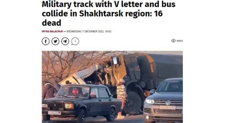 Acidente que envolveu caminhão russo e micro-ônibus civil na Ucrânia deixa 16 mortos