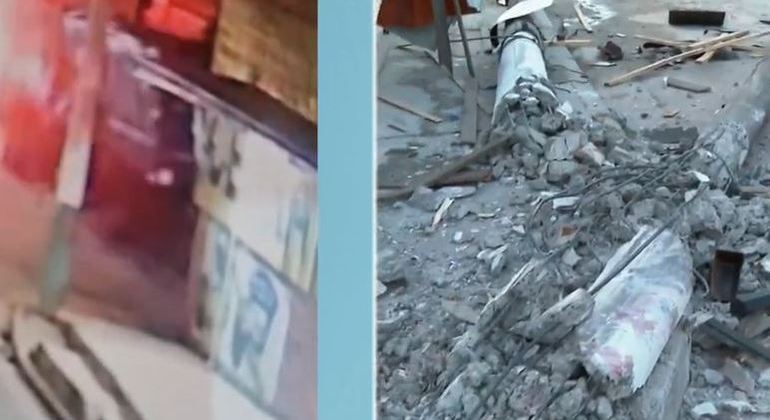 Motorista é sequestrado em roubo, e carreta destrói postes e veículos durante perseguição