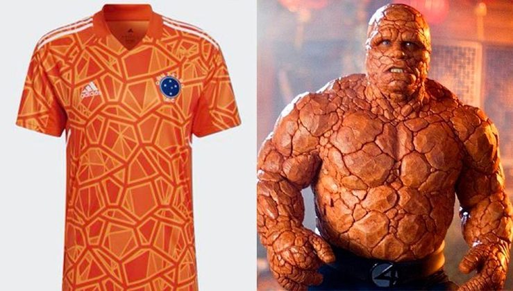 A camisa de goleiros do Cruzeiro para a temporada 2022 foi comparada ao Coisa, do filme 'Quarteto Fantástico', e a laranjas