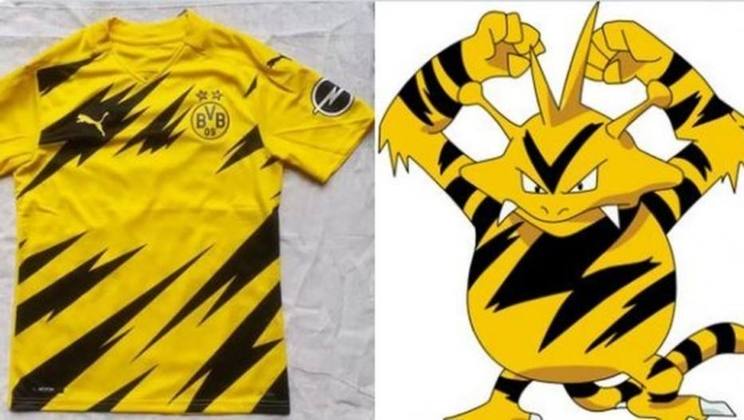 A camisa do Borussia Dortmund da temporada 2020-2021 foi comparada ao Electabuzz, um dos monstros de 'Pokemón' (Junho/2020)