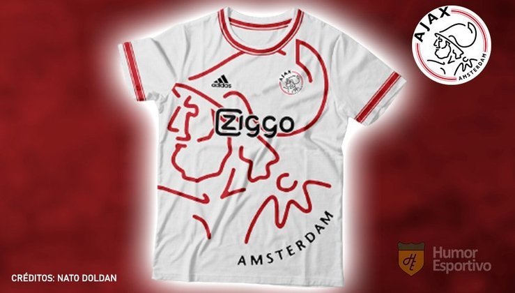 Camisas de times de futebol inspiradas nos escudos dos clubes: Ajax.