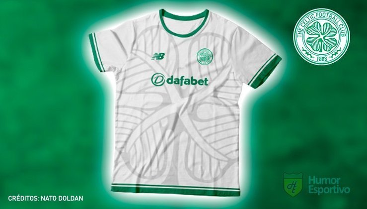 Camisas de times de futebol inspiradas nos escudos dos clubes: Celtic.