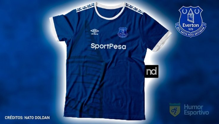 Camisas de times de futebol inspiradas nos escudos dos clubes: Everton.