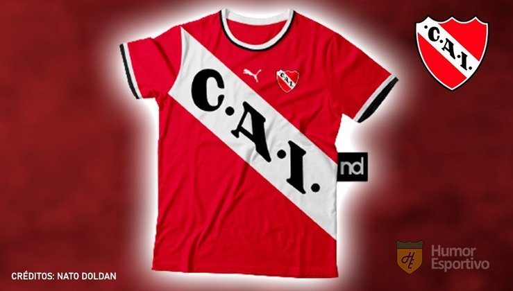 Camisas de times de futebol inspiradas nos escudos dos clubes: Independiente.