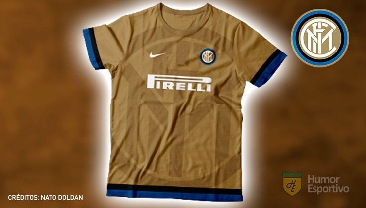 Camisas de times de futebol inspiradas nos escudos dos clubes: Inter de Milão.
