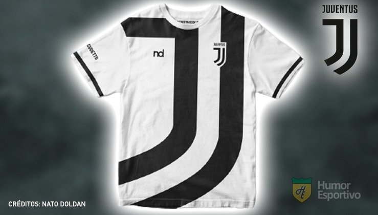 Camisas de times de futebol inspiradas nos escudos dos clubes: Juventus.