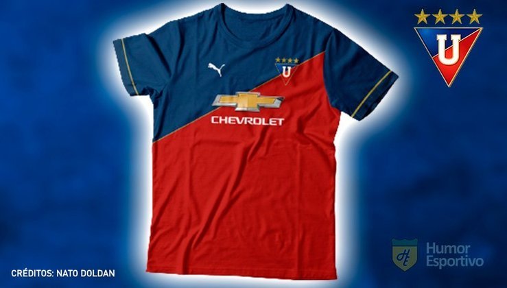 Camisas de times de futebol inspiradas nos escudos dos clubes: LDU de Quito.