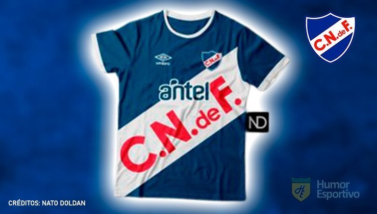 Camisas de times de futebol inspiradas nos escudos dos clubes: Nacional.